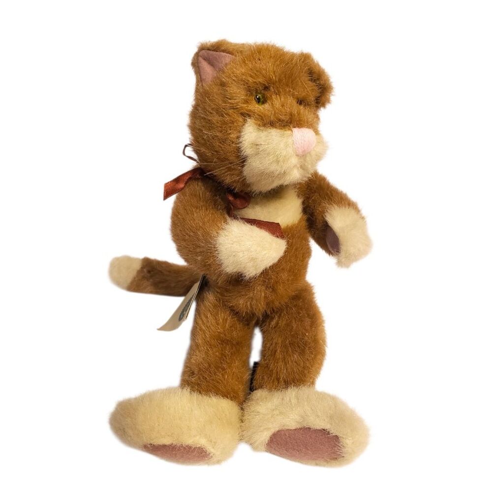 Boyd's Bears Cookie 11" Jointed Cat Plush JB Bean 1985-93 Brown & Cream Cat Tag